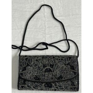 Black Embellished Beaded Evening Purse Clutch Bag Wedding Formal Y2K Glam Dressy